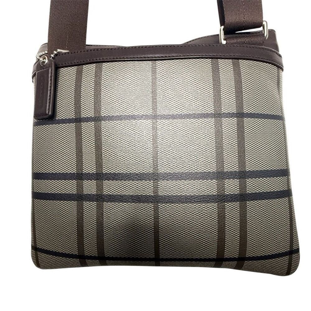 Coach Plaid Trans Atlantic Leather Messenger Bag F70751 Leather Trim, Crossbody, - Picture 3 of 13